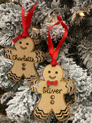 Custom Name Wood Ornament Gingerbread Cookie- Single Name