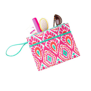 Classic Monogrammed Beachy Keen Zip Pouch Wristlet, Accessories, Sunny and Southern, - Sunny and Southern,