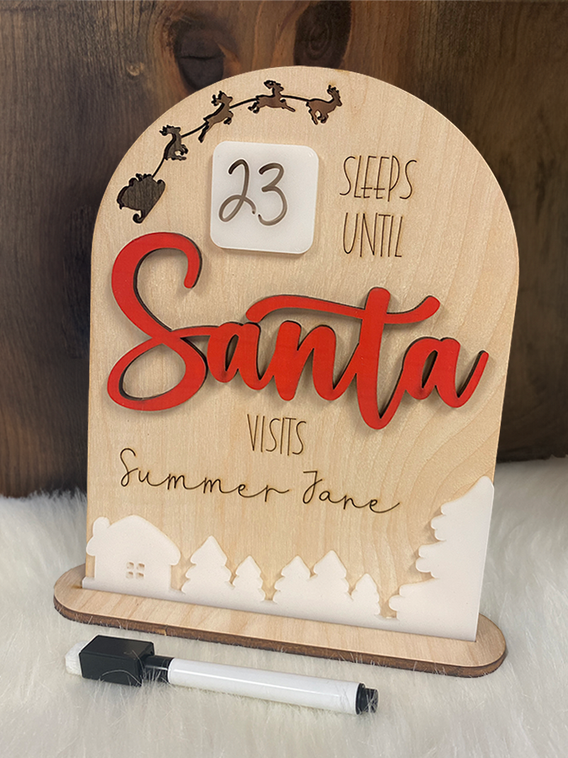 Christmas Countdown Sign- "Sleeps Until Santa Visits"