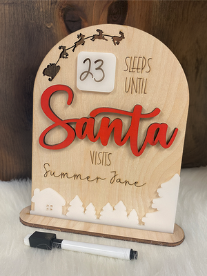 Christmas Countdown Sign- "Sleeps Until Santa Visits"