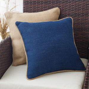 Navy Burlap Pillow, Home, Mud Pie, - Sunny and Southern,