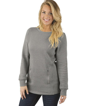 Classic Monogrammed Scoop Neck Jacket Sweatshirt, ladies, charles river, - Sunny and Southern,