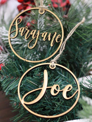 Custom Name Wood Circle Ornament - Single Name