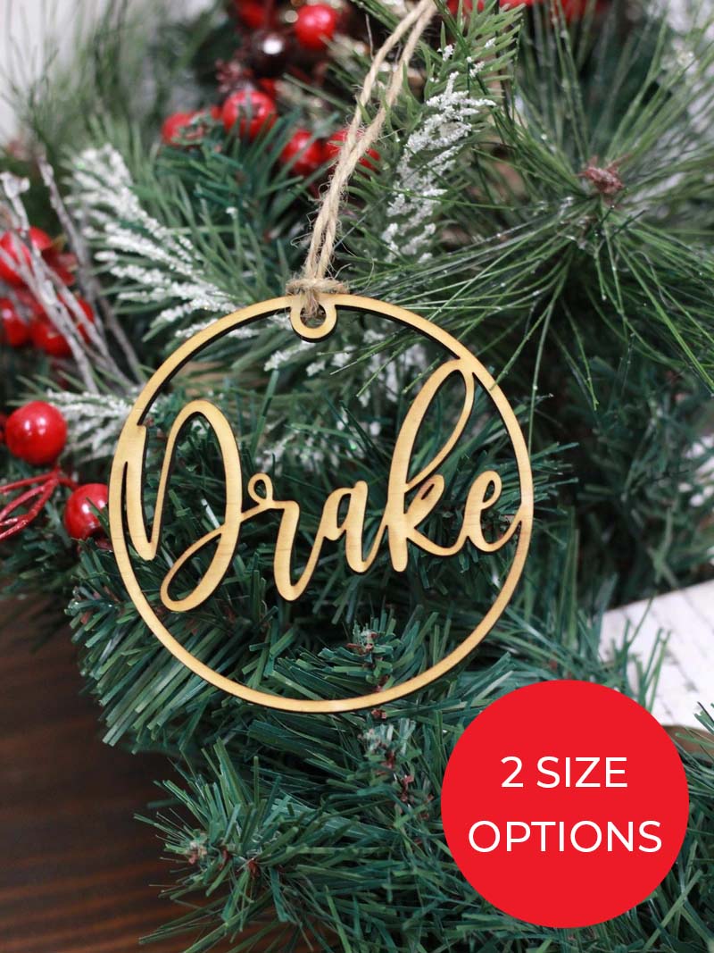 Custom Name Wood Circle Ornament - Single Name