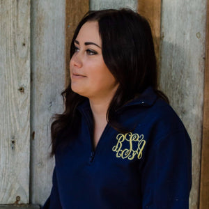 Classic Monogrammed Quarterzip Sweatshirt Jacket, Ladies, Sanmar/virg, - Sunny and Southern,