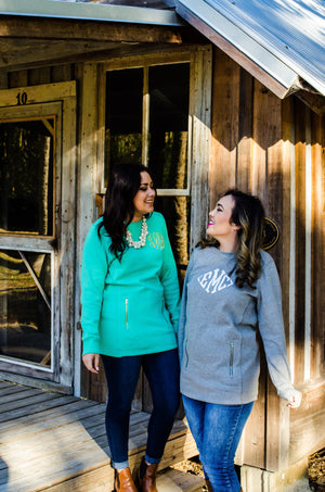 Classic Monogrammed Scoop Neck Jacket Sweatshirt, ladies, charles river, - Sunny and Southern,