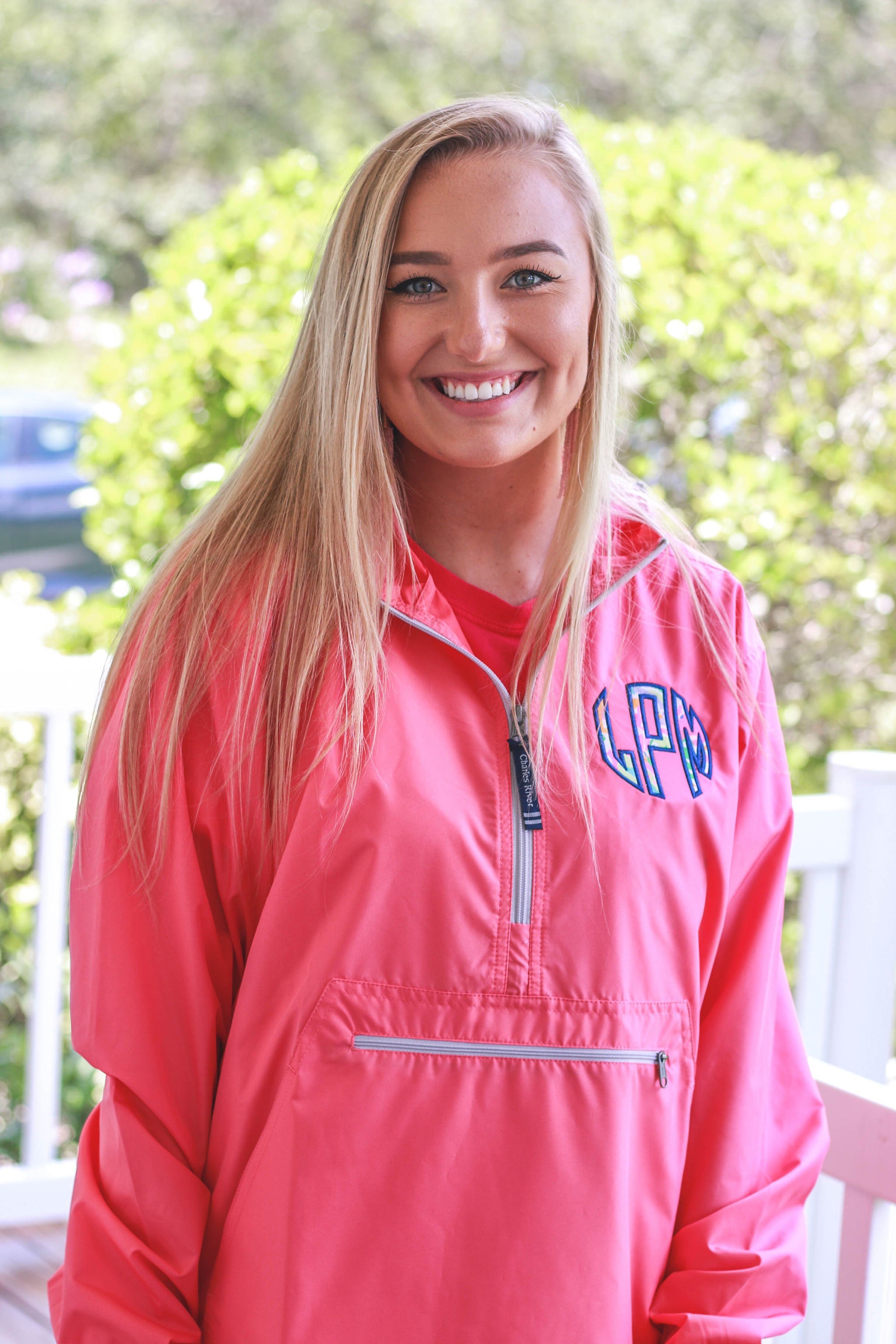 Lilly Circle Monogrammed Womens Anorak Windbreaker - No Liner, Ladies, Charles River, - Sunny and Southern,