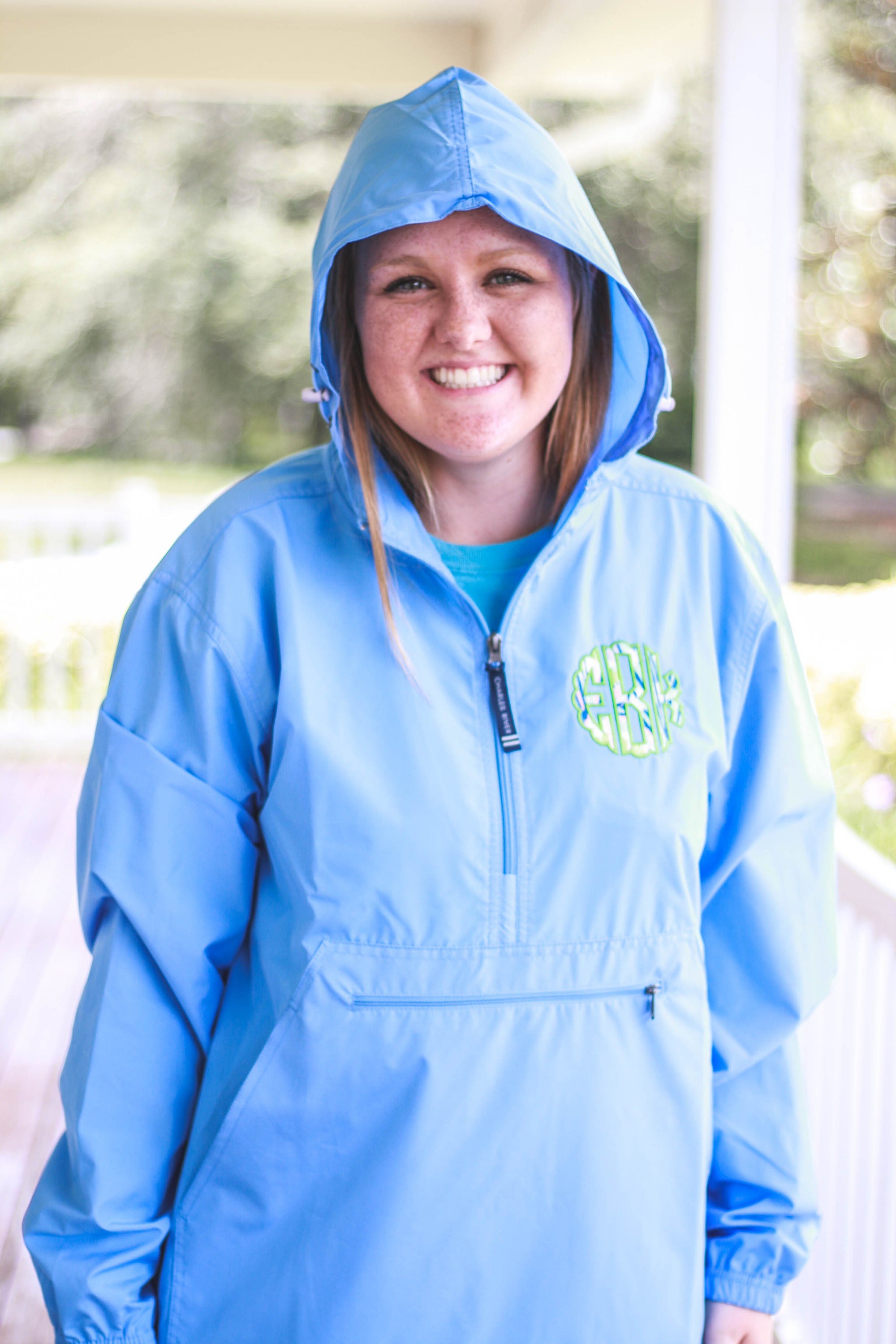 Lilly Scallop Monogrammed Womens Anorak Windbreaker - No Liner, Ladies, Charles River, - Sunny and Southern,