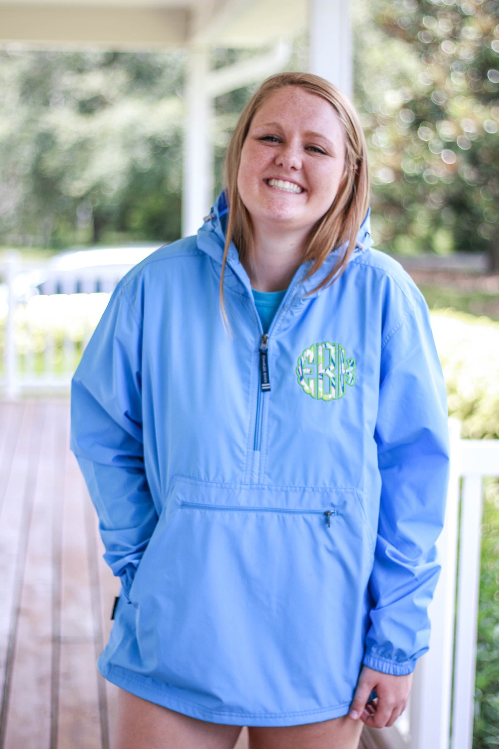 Lilly Scallop Monogrammed Womens Anorak Windbreaker - No Liner, Ladies, Charles River, - Sunny and Southern,