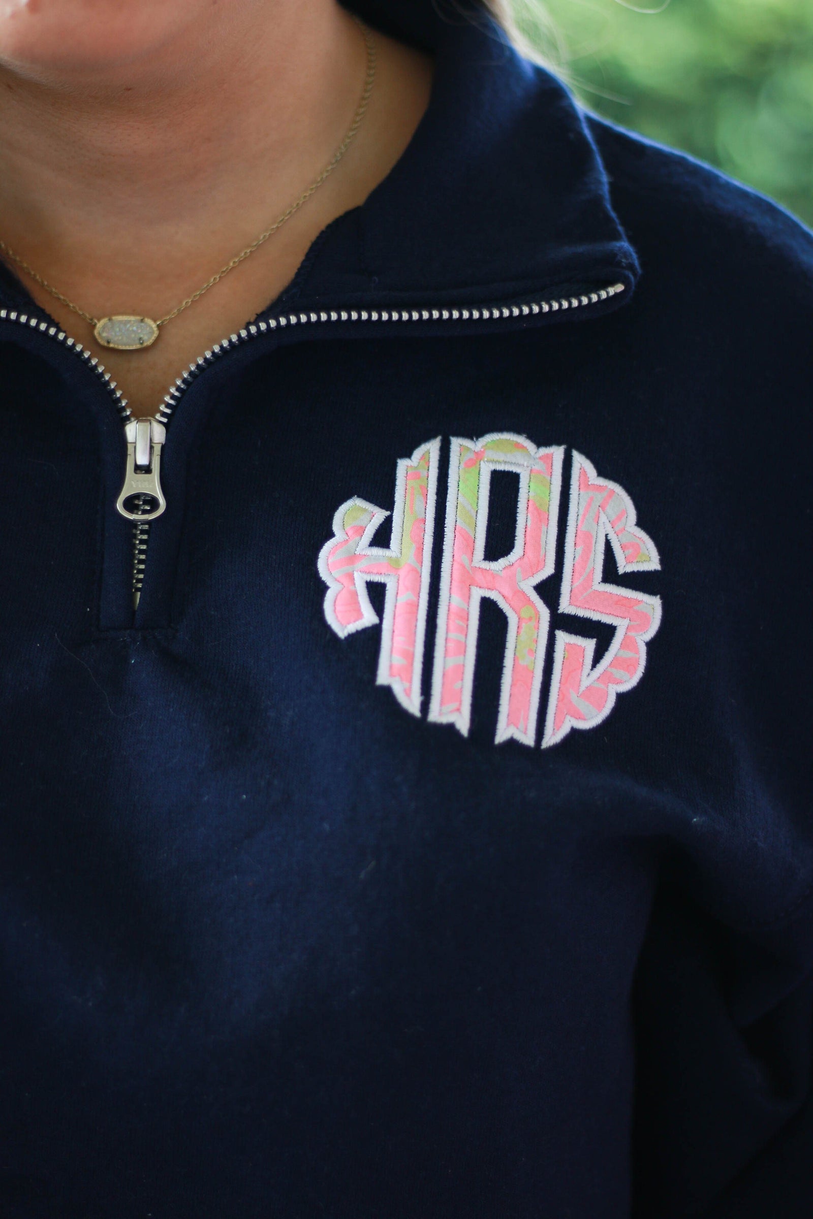 Lilly Scallop Monogrammed Quarterzip Sweatshirt, Jacket, Sanmar/virg, - Sunny and Southern,