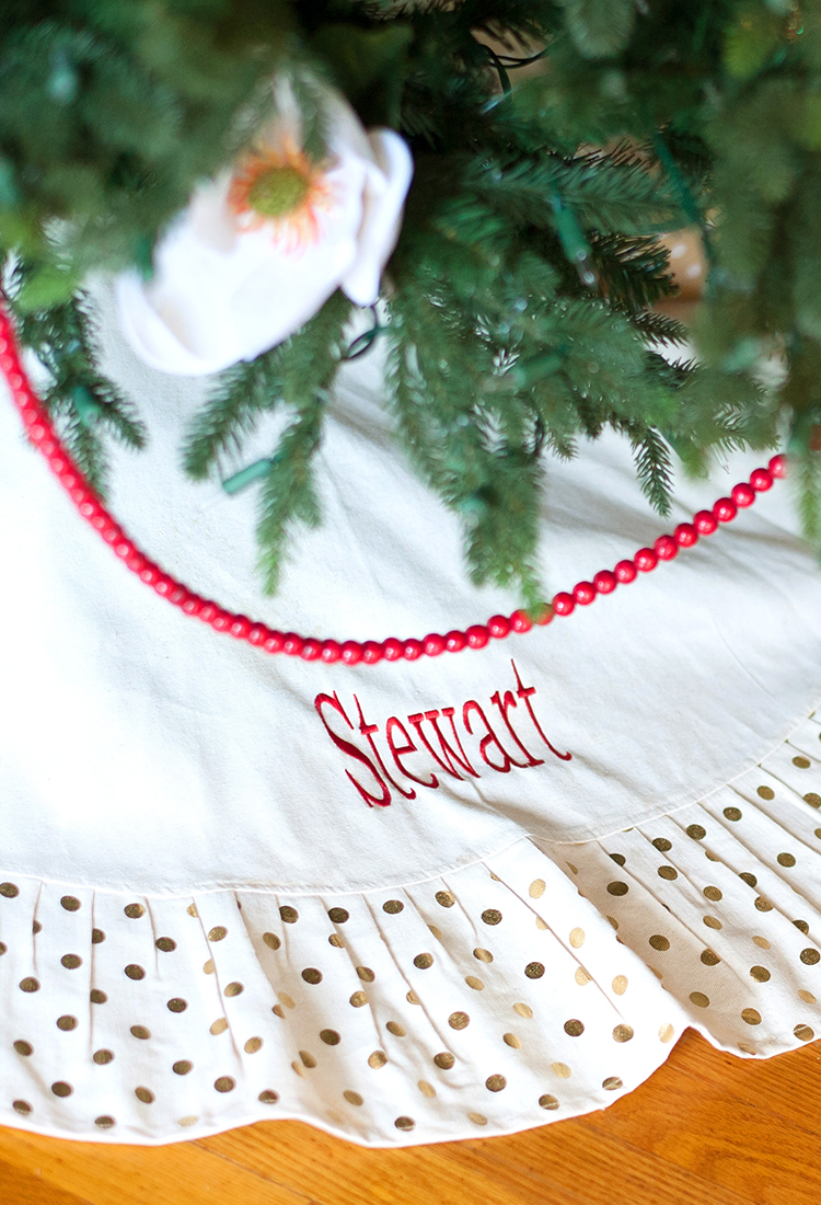 Embroidered Christmas Tree Skirt, , Sunny and Southern, - Sunny and Southern,