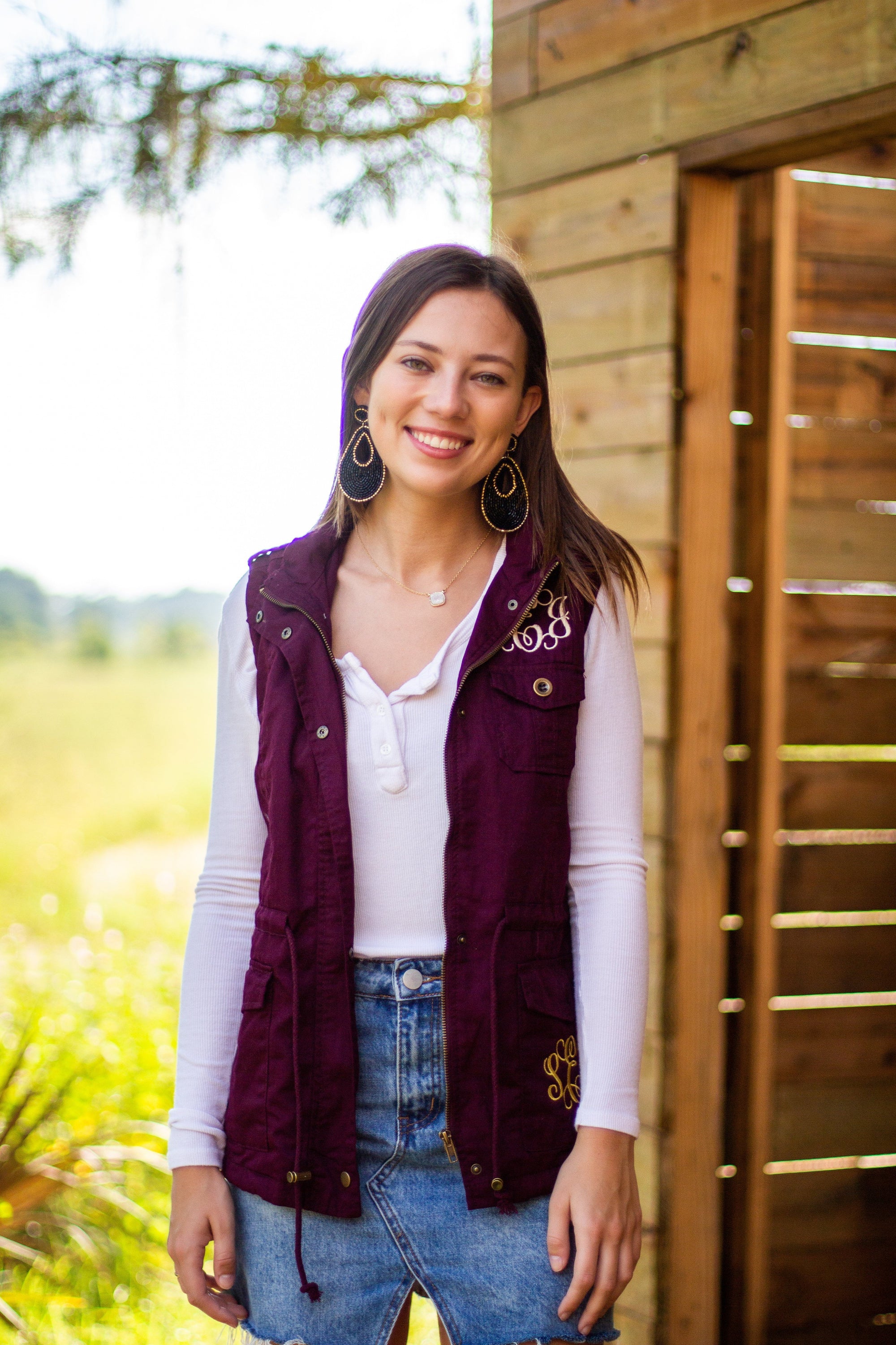 Classic Monogrammed Utility Vest, Ladies, Sunny and Southern, - Sunny and Southern,
