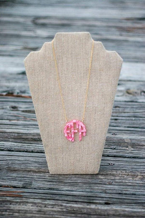 Acrylic Silver Mirrored Monogrammed Necklace, Accessories, Sunny and Southern, - Sunny and Southern,