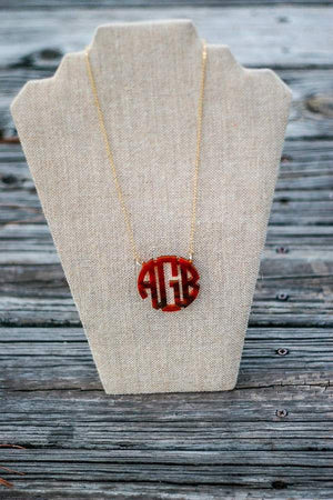 Acrylic Gold Mirrored Monogrammed Necklace, Accessories, Sunny and Southern, - Sunny and Southern,