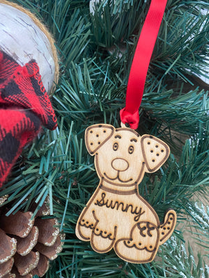 Custom Name Wood Ornament Gingerbread Dog- Single Name