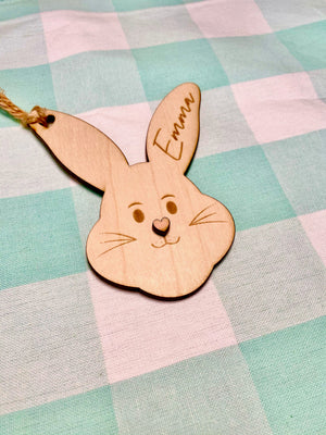 Easter Basket Name Tag- Bunny with Pink Nose