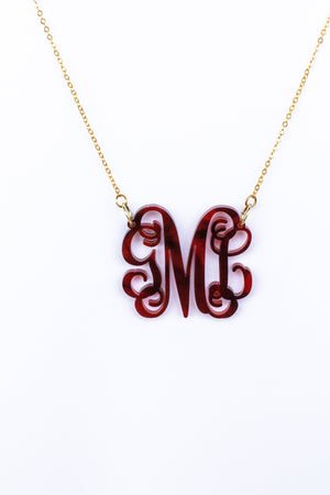 Acrylic Tortoise Shell Monogrammed Necklace, Accessories, Sunny and Southern, - Sunny and Southern,