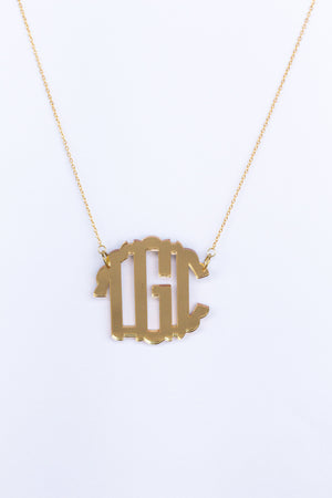 Acrylic Gold Mirrored Monogrammed Necklace, Accessories, Sunny and Southern, - Sunny and Southern,