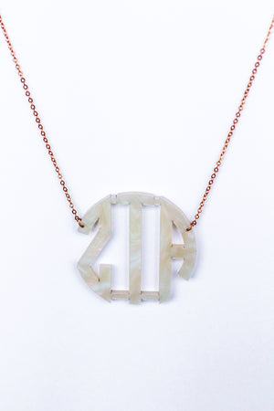 Acrylic Iridescent Pearl Monogrammed Necklace, Accessories, Sunny and Southern, - Sunny and Southern,