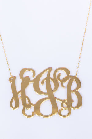 Acrylic Gold Mirrored Monogrammed Necklace, Accessories, Sunny and Southern, - Sunny and Southern,