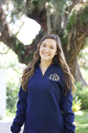 Classic Monogrammed Quarterzip Sweatshirt Jacket, Ladies, Sanmar/virg, - Sunny and Southern,