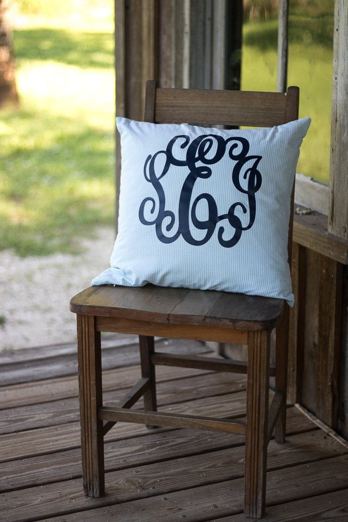 Monogrammed Seersucker Pillowcase, Home, SunnySouthern, - Sunny and Southern,