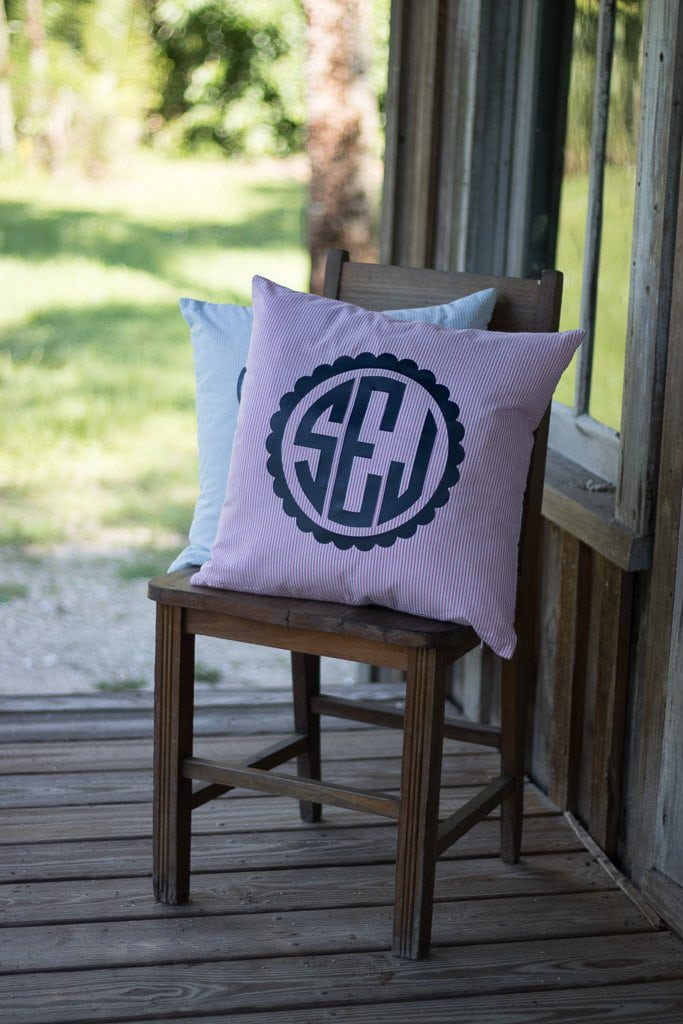 Monogrammed Seersucker Pillowcase, Home, SunnySouthern, - Sunny and Southern,