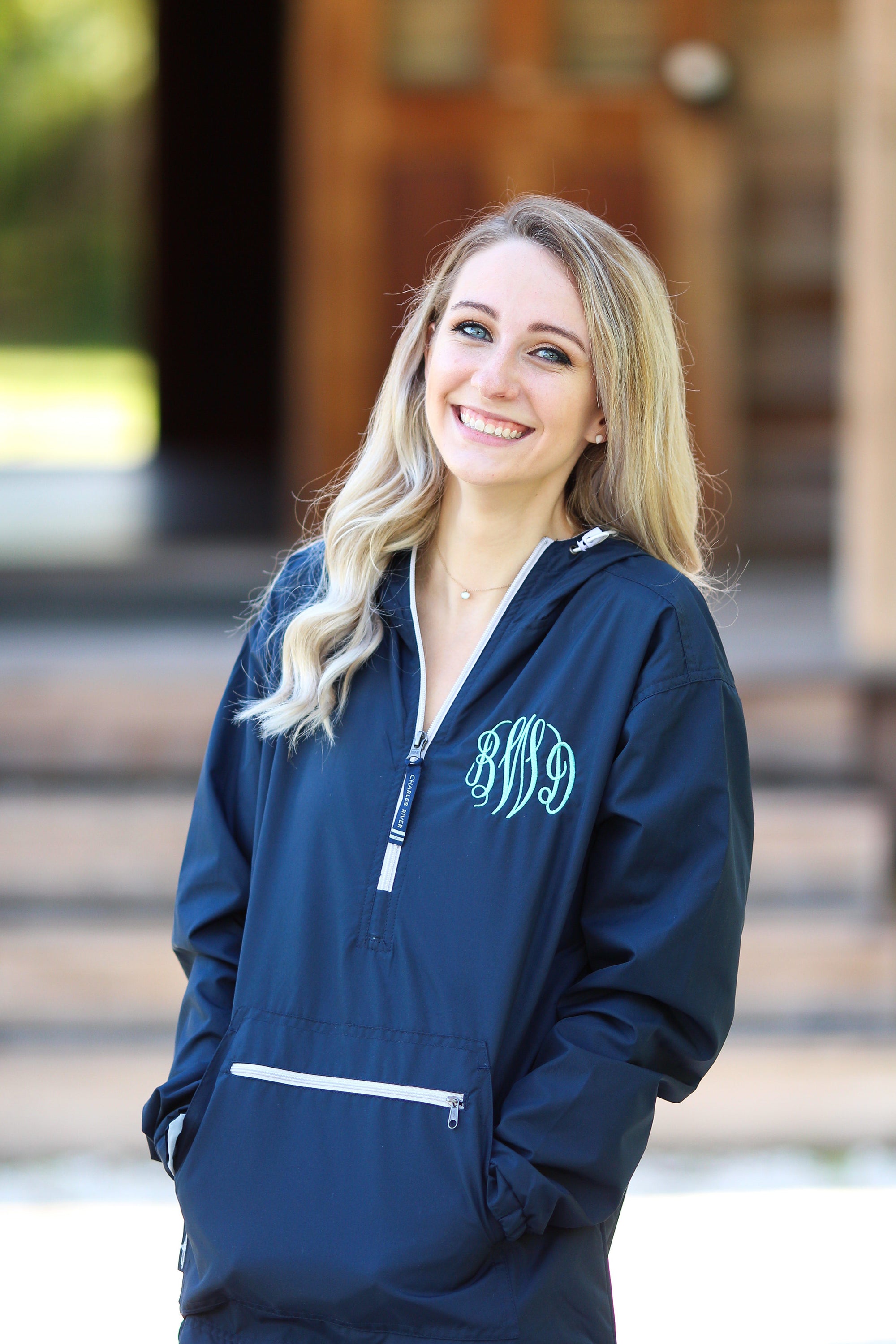Classic Monogrammed Womens Anorak- Lined Windbreaker, Ladies, Charles River, - Sunny and Southern,