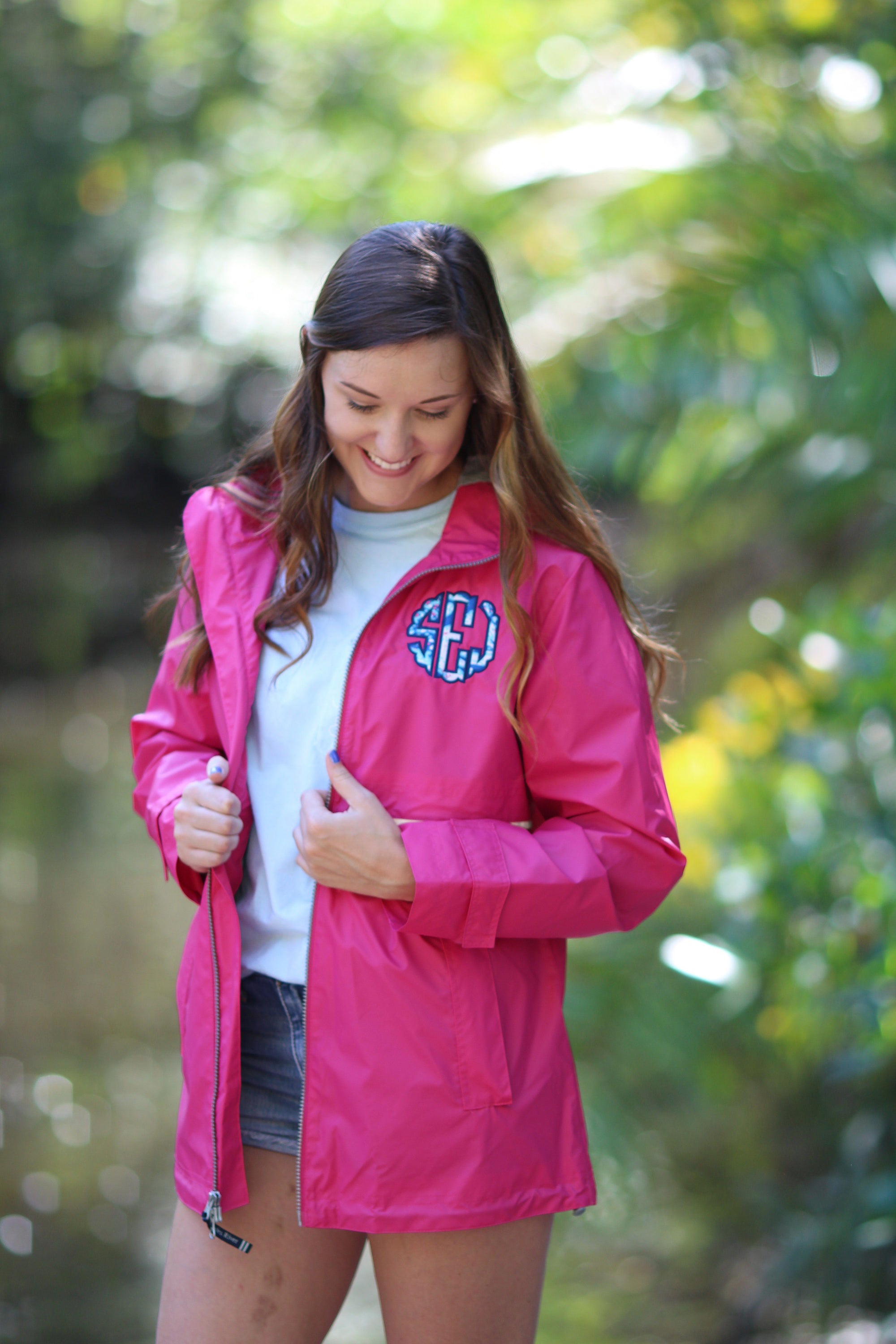 Lilly Scallop Monogrammed Women's New Englander Rain Jacket, ladies, Charles River, - Sunny and Southern,