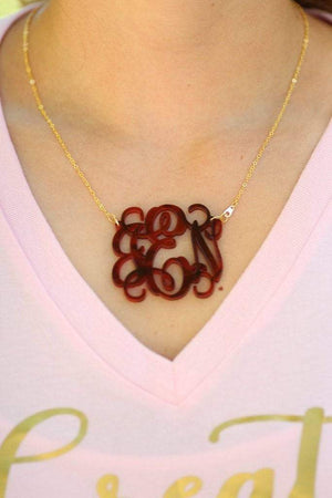 Acrylic Silver Mirrored Monogrammed Necklace, Accessories, Sunny and Southern, - Sunny and Southern,