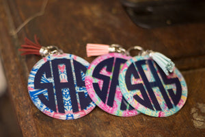 Monogrammed Tropical Round Tassel Key Chain, Accessories, Sunny and Southern, - Sunny and Southern,