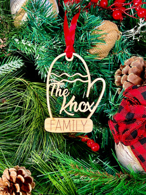 Custom Name Wood Mitten Ornament - Family Name