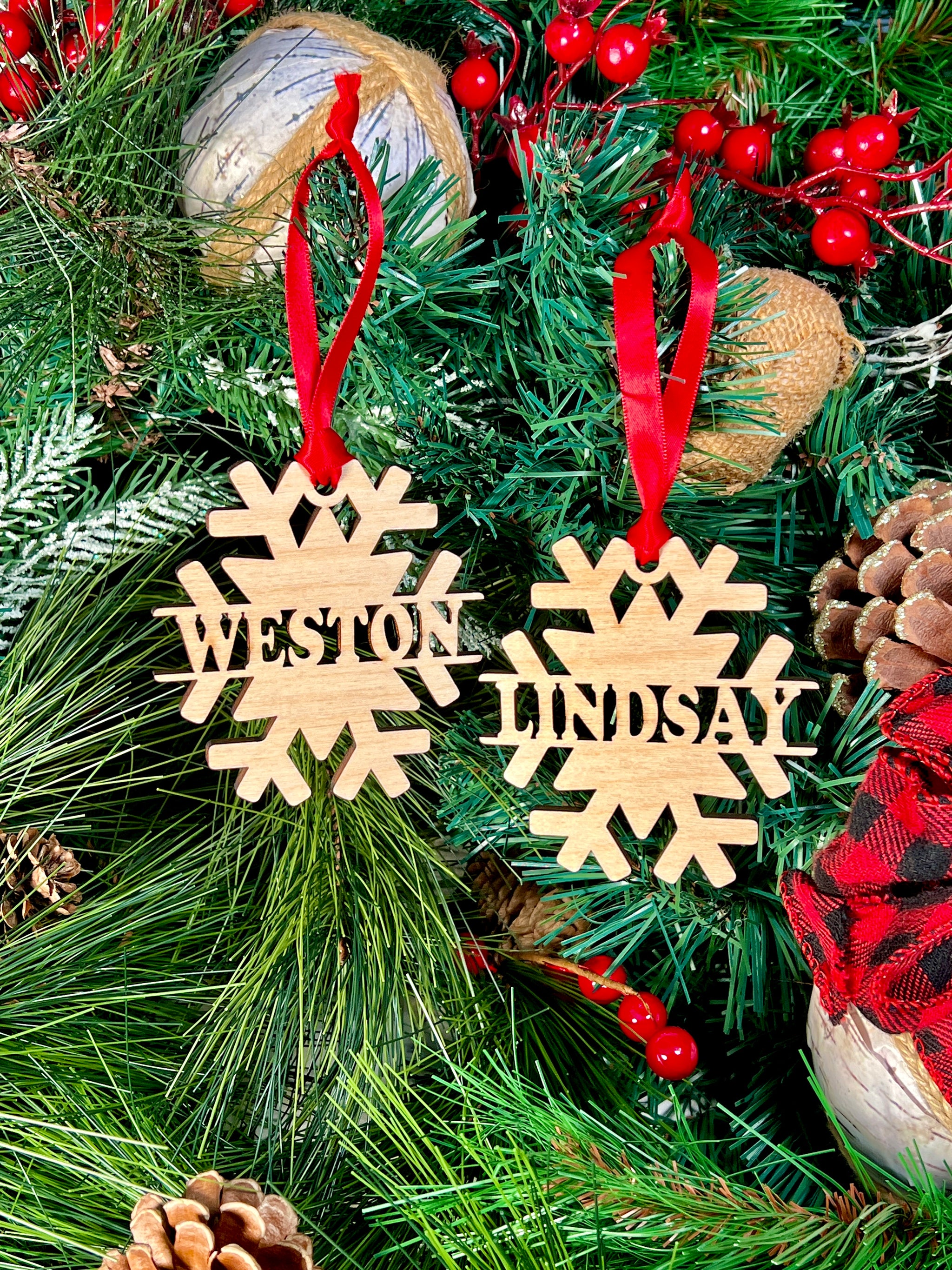 Wooden Snowflake Christmas Decor with Photo