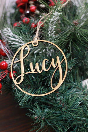 Custom Name Wood Circle Ornament - 1 line, Accessories, Sunny and Southern, - Sunny and Southern,