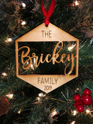 Custom Family Name Wood Hexagon Ornament, Accessories, Sunny and Southern, - Sunny and Southern,