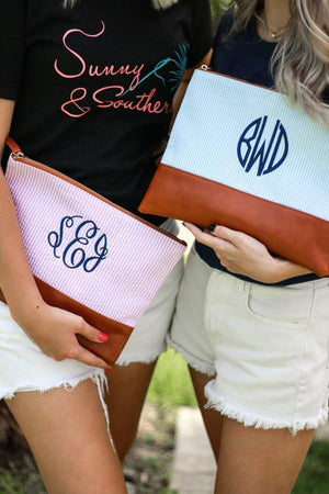 Classic Monogrammed Seersucker Bag Bundle, Accessories, Sunny and Southern, - Sunny and Southern,