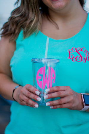 Monogrammed Classic Acrylic Tumbler, Accessories, Sunny and Southern, - Sunny and Southern,