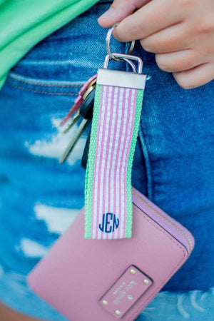 Classic Monogrammed Seersucker Key Chain, Accessories, Sunny and Southern, - Sunny and Southern,