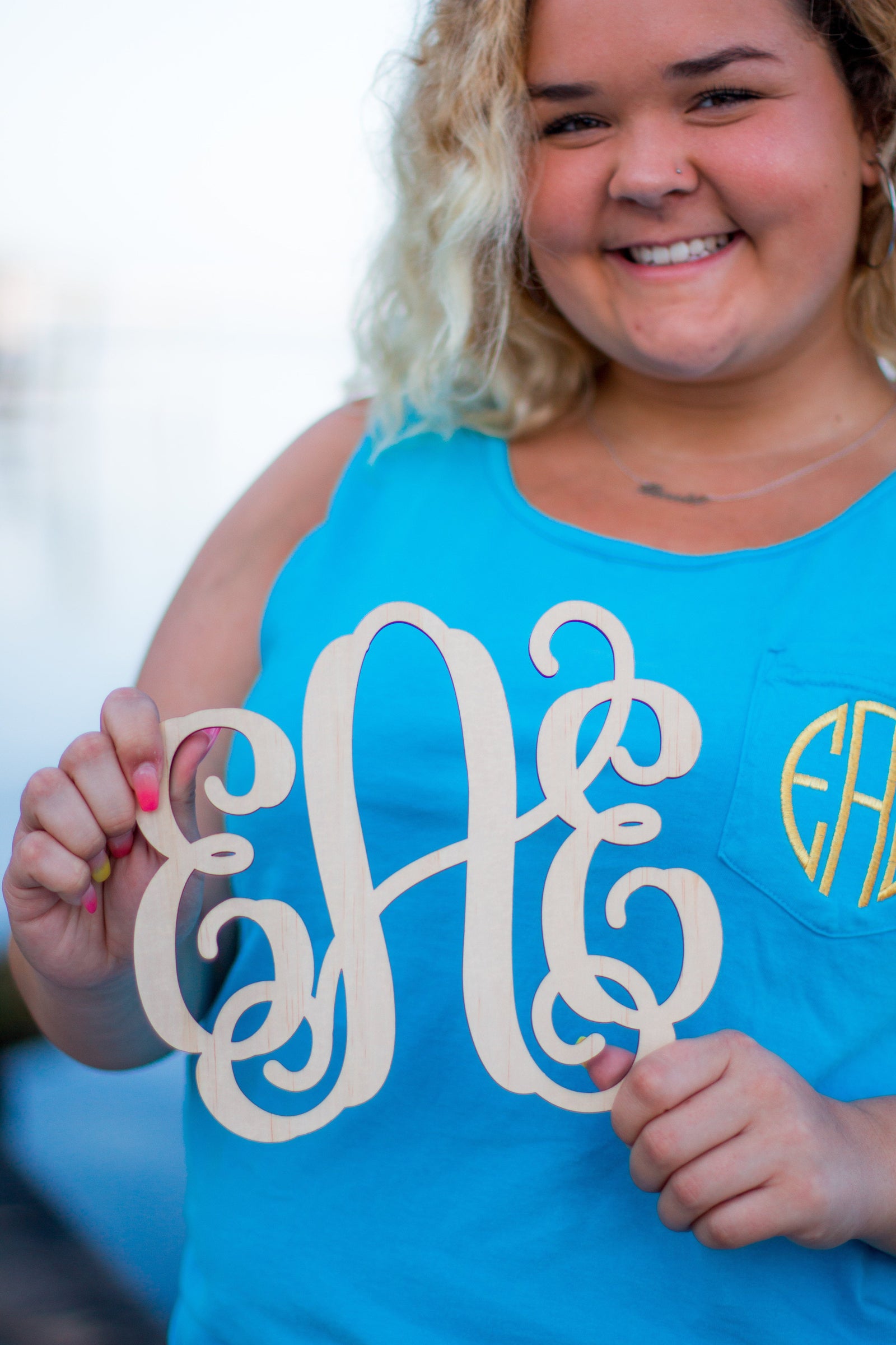 9 Inch Vine Wood Monogram, Home, Sunny and Southern, - Sunny and Southern,