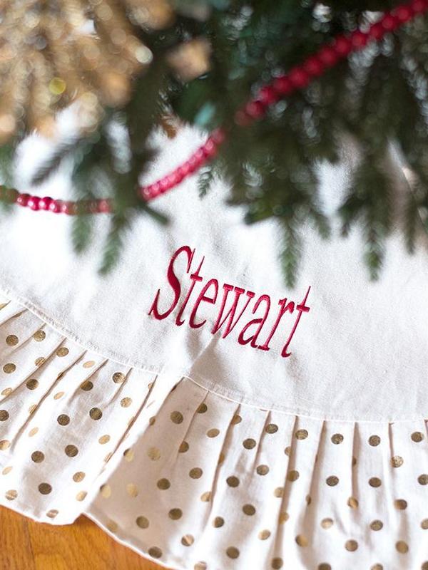 Embroidered Christmas Tree Skirt, , Sunny and Southern, - Sunny and Southern,
