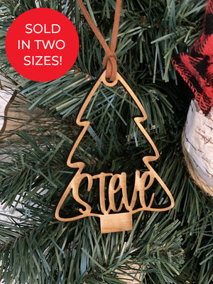 Custom Name Wood Christmas Tree Ornament- Single Name