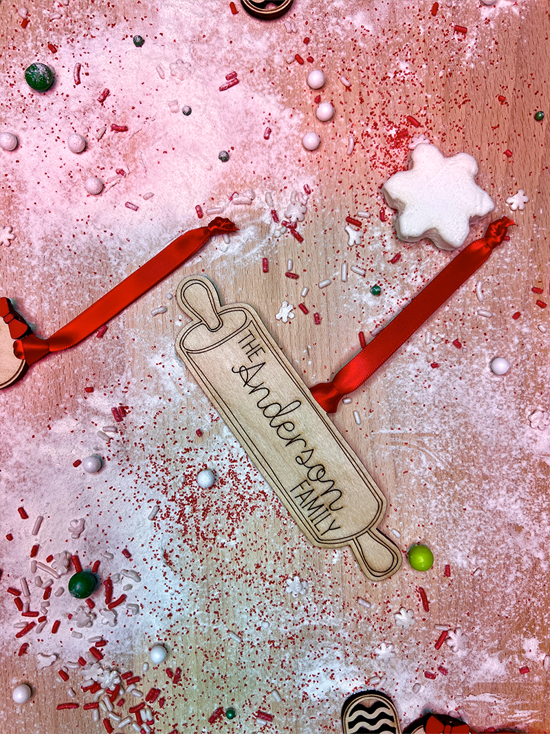 Custom Name Wood Ornament Rolling Pin- Family Name