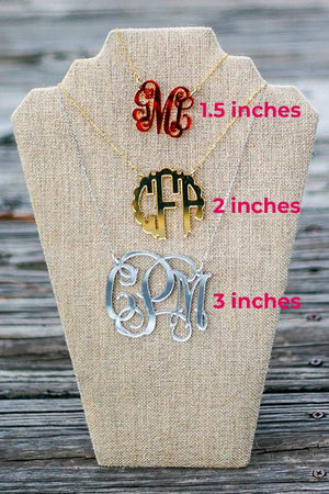 Acrylic Silver Mirrored Monogrammed Necklace, Accessories, Sunny and Southern, - Sunny and Southern,