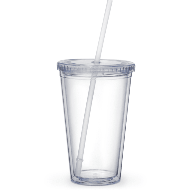 Clear Acrylic Tumbler With Lid and Straw 