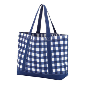 Classic Monogrammed Canvas Seersucker Tote - Sunny and Southern