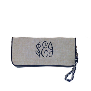 Classic Monogrammed Burlap Jute Wristlet Clutch, Accessories, SunnySouthern, - Sunny and Southern,