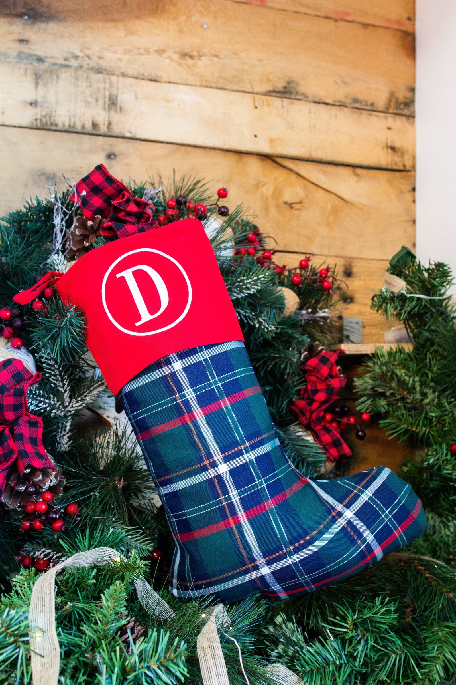 Embroidered Single Initial Stocking, , Sunny and Southern, - Sunny and Southern,